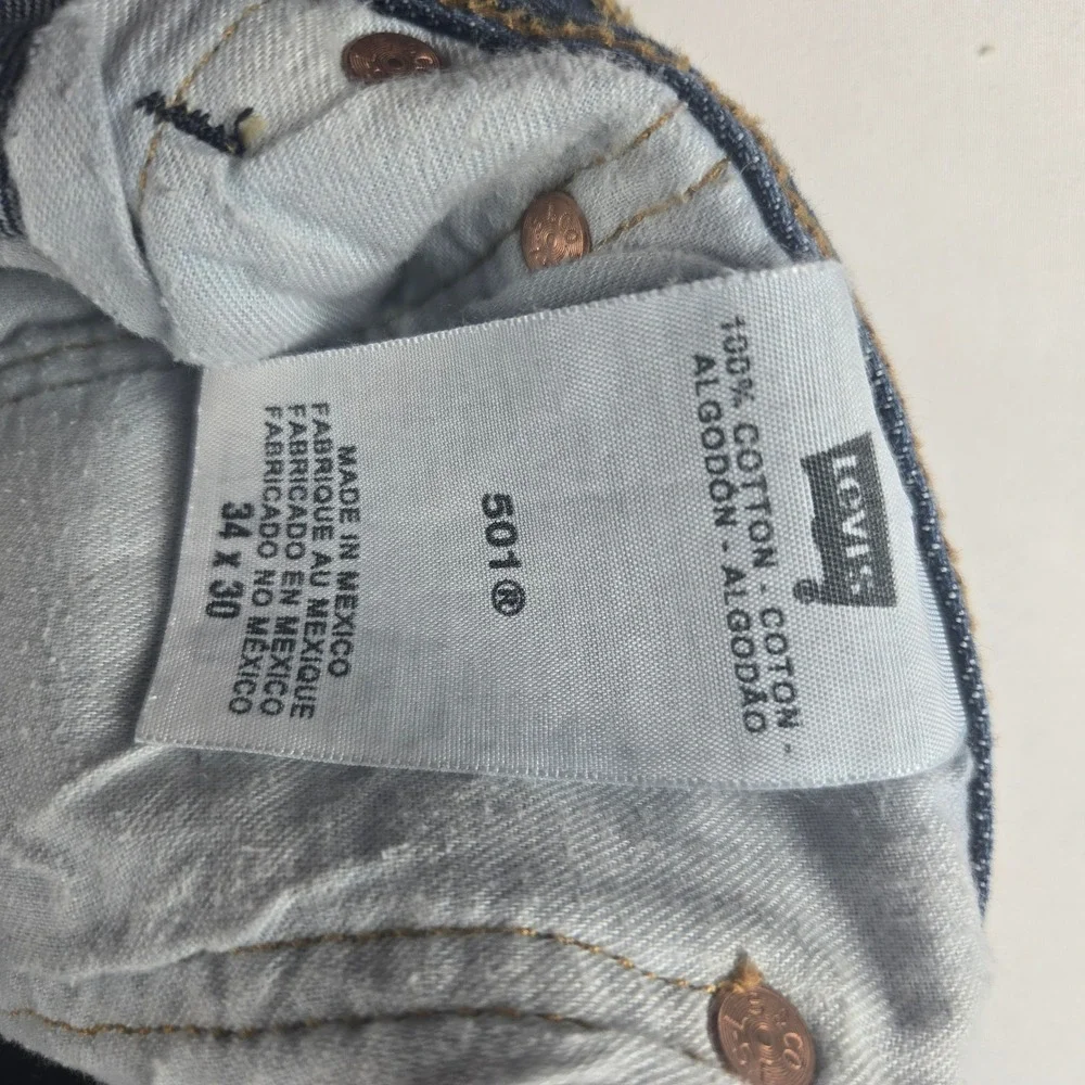 Levis 501 34x30 Blue Straight Leg Button Fly Denim Jeans Men's Classic Dark Wash